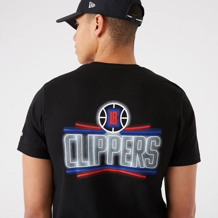 LA Clippers NBA Neon Miesten T-paita Mustat - New Era Vaatteet Myynti FI-869241